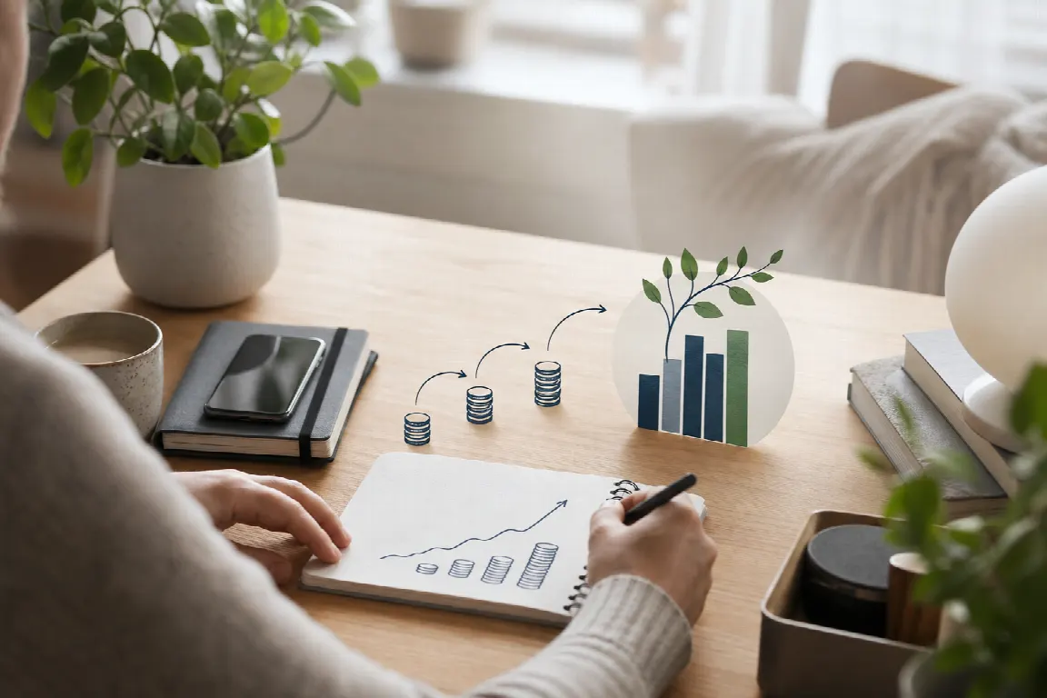 Investeringssparkonto med automatiskt fondsparande visat som ett flöde av små, jämna insättningar