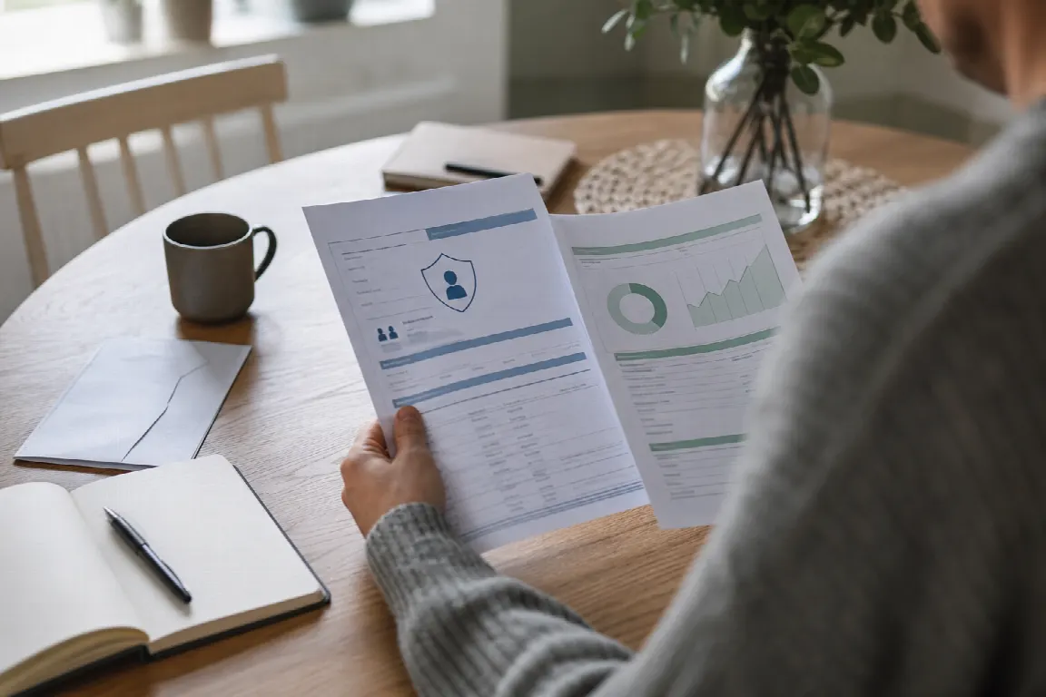 Ett försäkringsdokument och ett kontoutdrag sida vid sida som symboliserar kapitalförsäkring och ISK